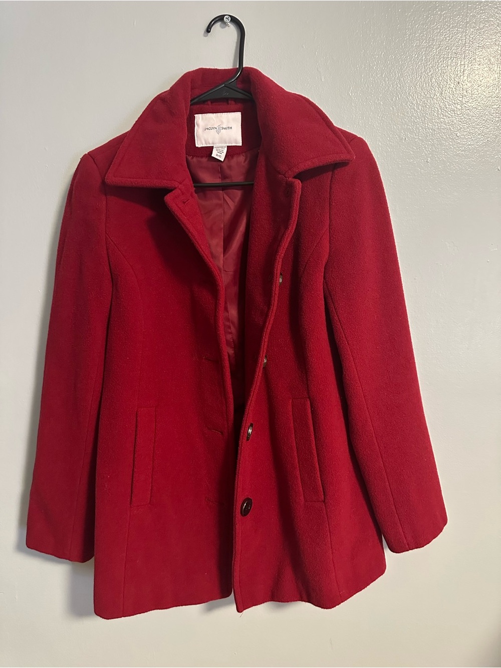 Jaclyn Smith Red Wool Peacoat Size S
